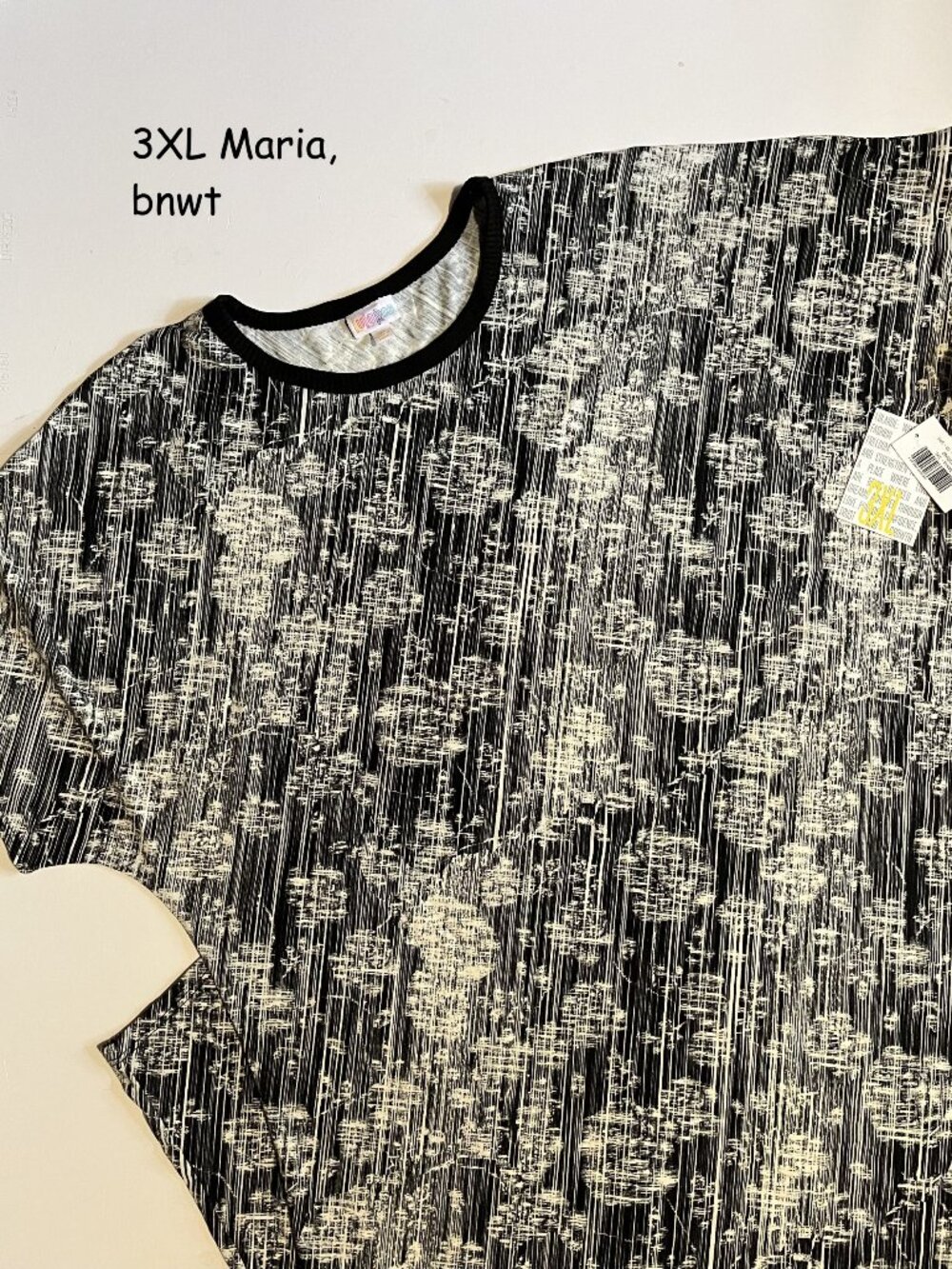 3XL Lularoe Maria maxi dress, black & white stripes and roses